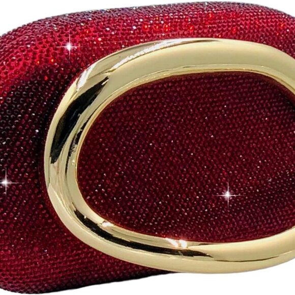 Burgundy Sparkly Crystal Clutch Purse - Perfect for Weddings & Formal Events - Picture 1 of 8